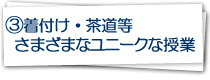 3.着付け・茶道等さまざまなユニークな授業